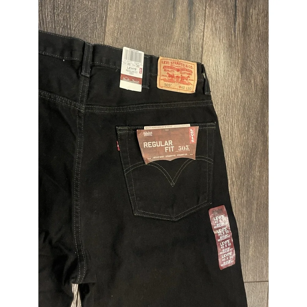 VTG Levis Jeans 505 Men's 40x30 Regular Fit Straight Leg Black Denim 2005 NEW